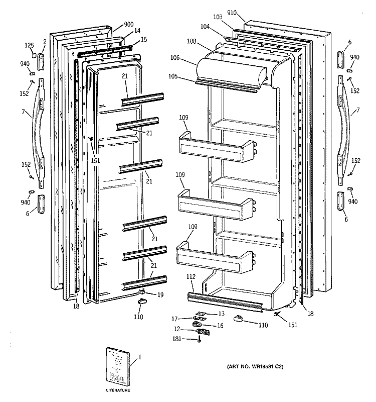 DOORS Diagram and Parts List for CST20KABBAD  Hotpoint Refrigerator