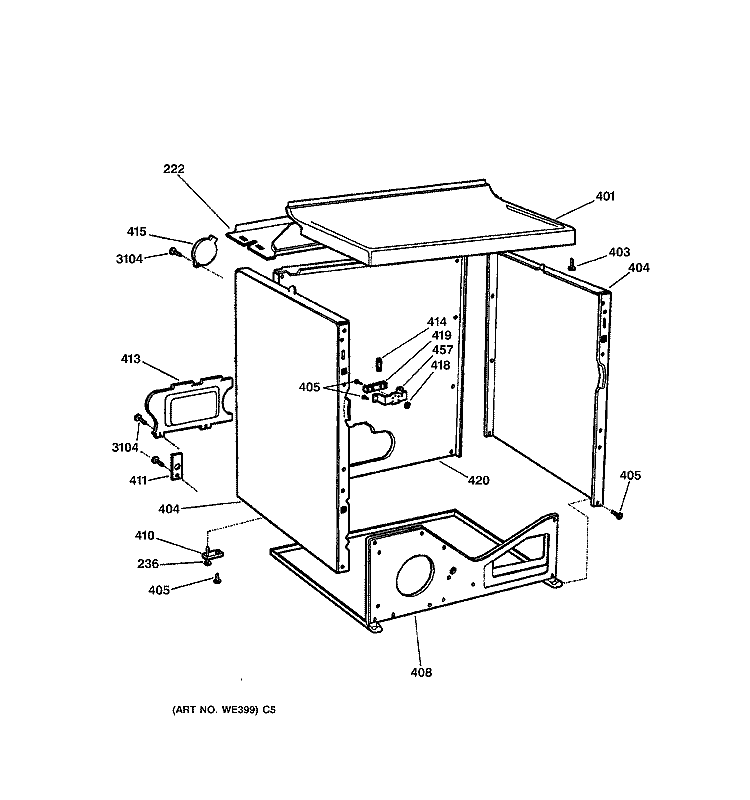 CABINET Diagram and Parts List for NWSR473EV0AA  Hotpoint Dryer