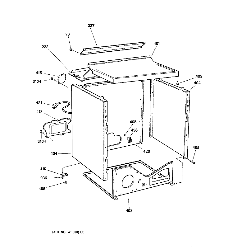 CABINET Diagram and Parts List for NBXR453GV0AA  Hotpoint Dryer