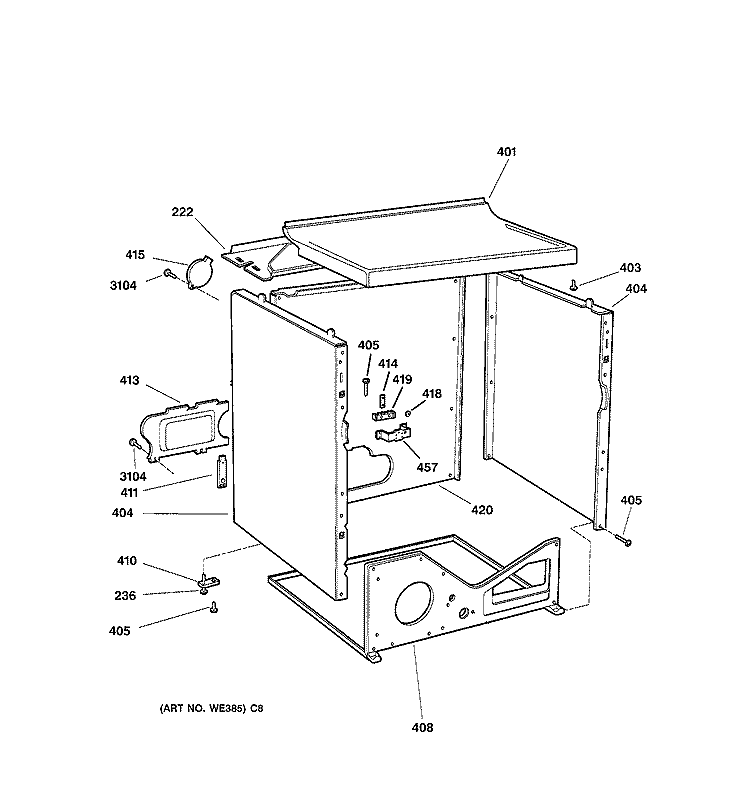 CABINET Diagram and Parts List for NJSR453EW0AA  Hotpoint Dryer