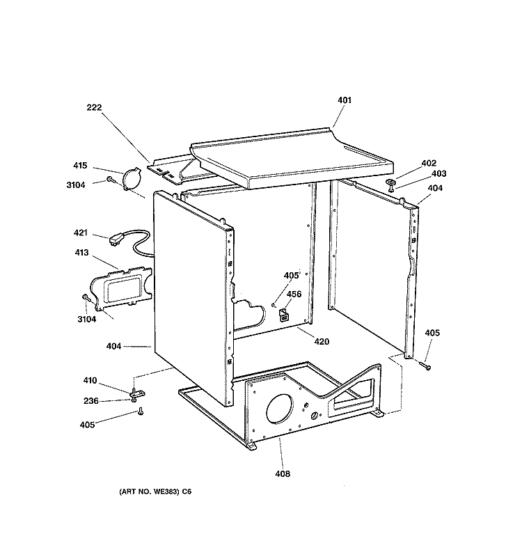 CABINET Diagram and Parts List for NWXR473GV0AA  Hotpoint Dryer