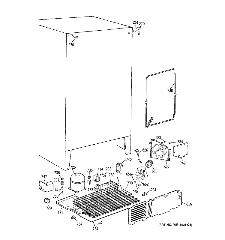 UNIT PARTS Diagram and Parts List for MSZ20GABBWW  General Electric Refrigerator