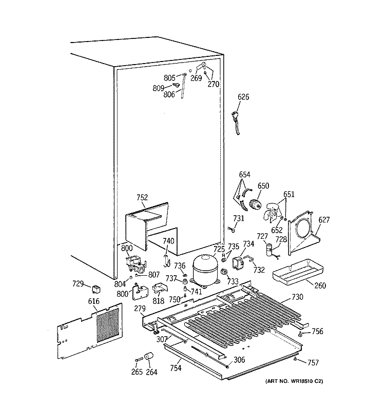 UNIT PARTS Diagram and Parts List for TPJ24BIBBWW  General Electric Refrigerator