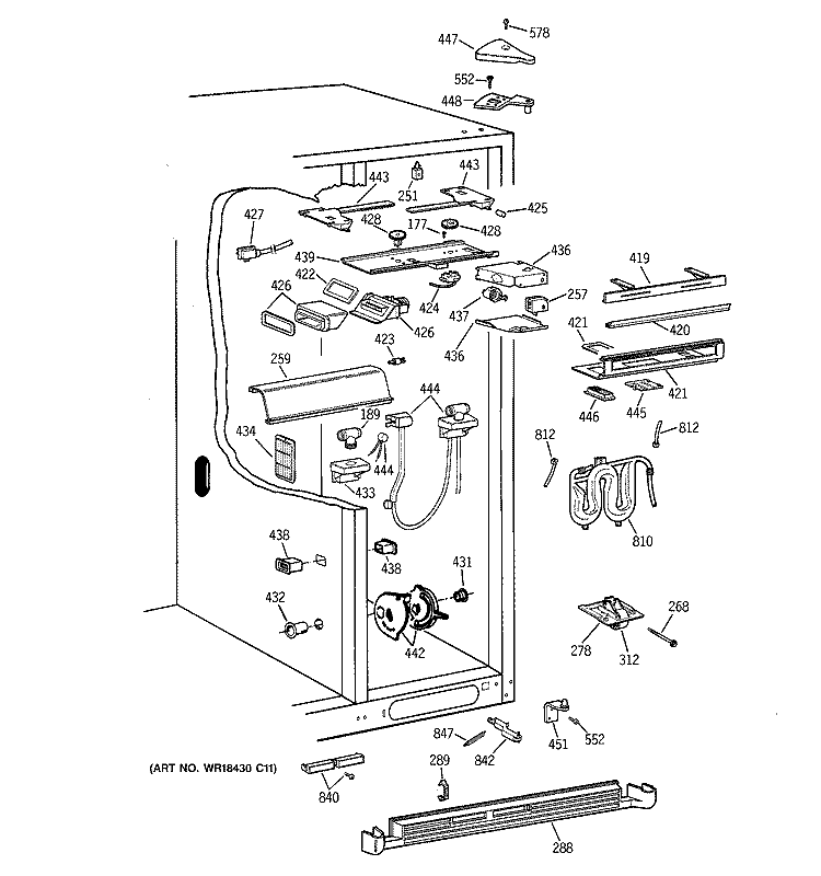 FRESH FOOD SECTION Diagram and Parts List for TPJ24PRBBBB  General Electric Refrigerator