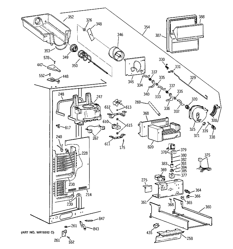 FREEZER SECTION Diagram and Parts List for TFT30PRBBWW  General Electric Refrigerator