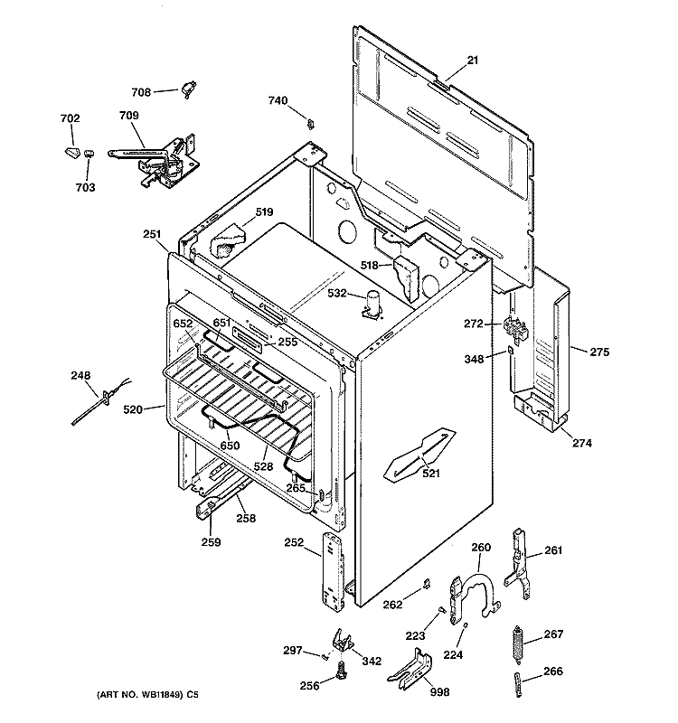 BODY PARTS Diagram and Parts List for JBP19BB1  General Electric Range