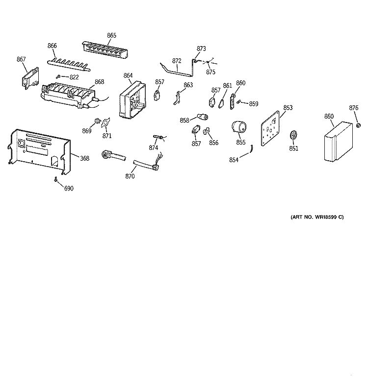 ICEMAKER WR30X0328 Diagram and Parts List for TFJ28PFBBWW  General Electric Refrigerator