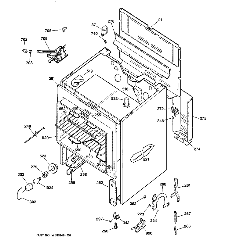 BODY PARTS Diagram and Parts List for JBP46WIY4  General Electric Range