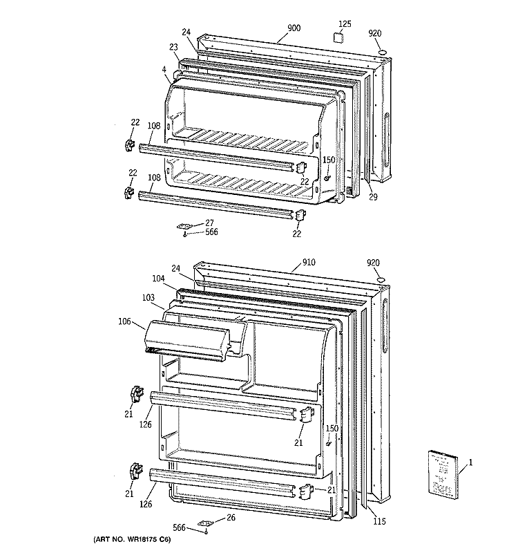 DOORS Diagram and Parts List for CTX16CZBHLAA  Hotpoint Refrigerator