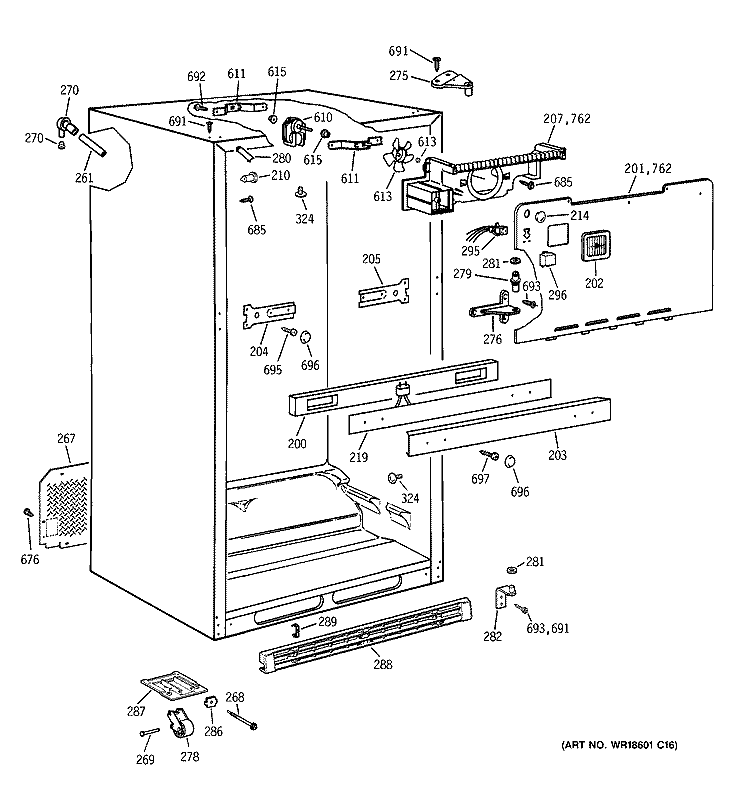 CABINET Diagram and Parts List for CTX19MACARAA  Hotpoint Refrigerator