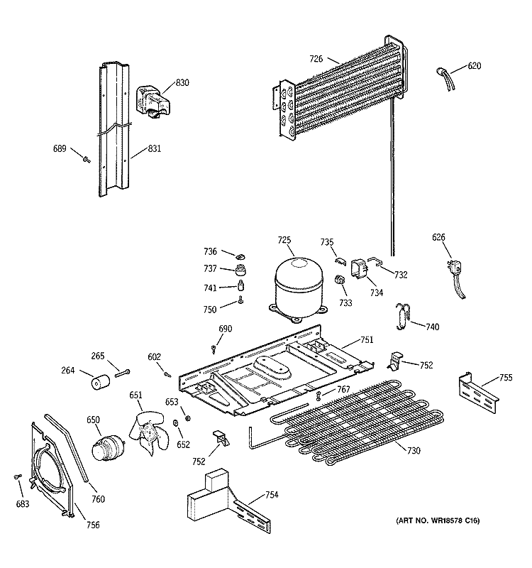 UNIT PARTS Diagram and Parts List for CTX19MACARAA  Hotpoint Refrigerator