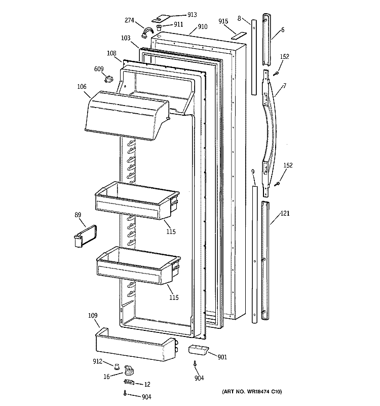 FRESH FOOD DOOR Diagram and Parts List for CSK30DRBBAA  Hotpoint Refrigerator