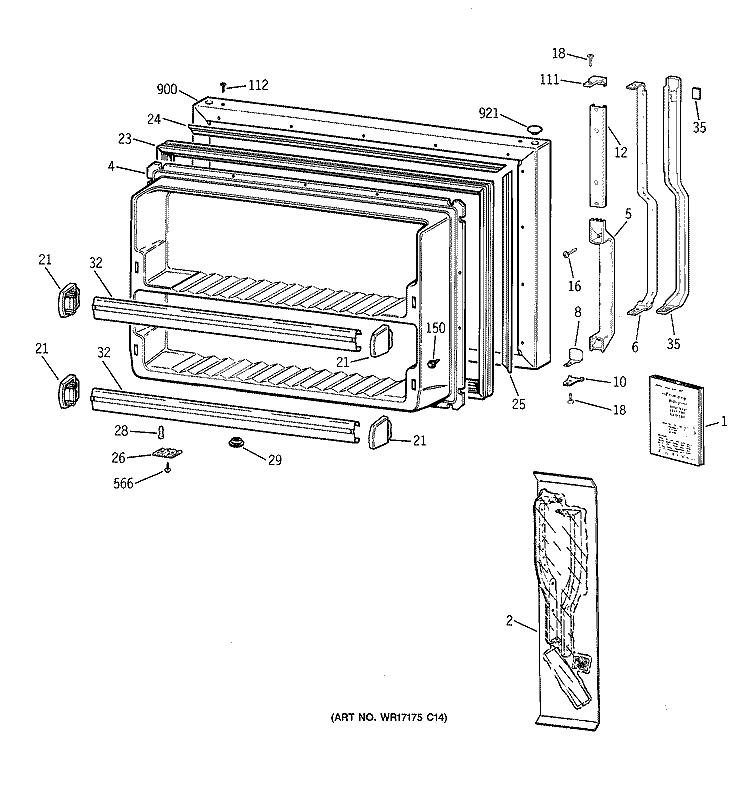 FREEZER DOOR Diagram and Parts List for CTX21GACARAA  Hotpoint Refrigerator