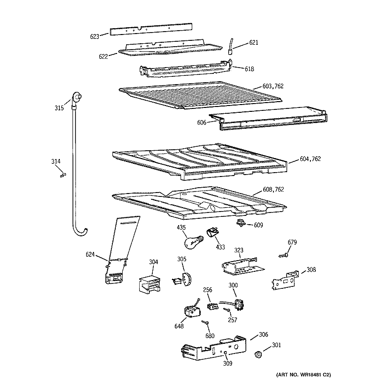 COMPARTMENT SEPARATOR PARTS Diagram and Parts List for CTX21GACARAA  Hotpoint Refrigerator