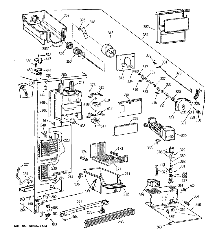 FREEZER SECTION Diagram and Parts List for CSX25MRCAWW  Hotpoint Refrigerator