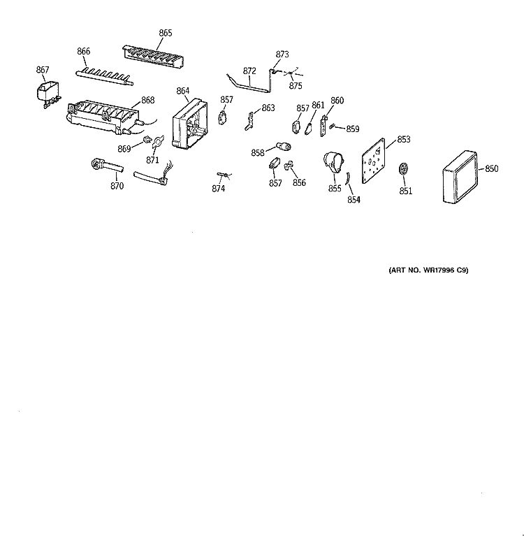 ICEMAKER WR30X0327 Diagram and Parts List for CTX18GACBRAA  Hotpoint Refrigerator