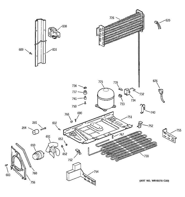 UNIT PARTS Diagram and Parts List for CTX18GICARAA  Hotpoint Refrigerator