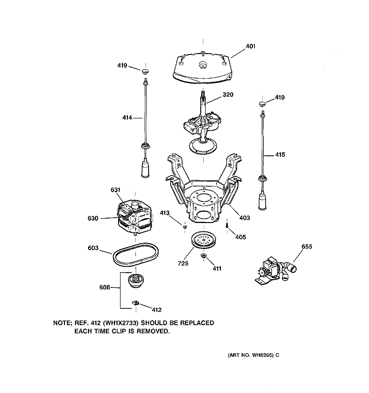 SUSPENSION, PUMP & DRIVE COMPONENTS Diagram and Parts List for VBXR1070W0AA  Hotpoint Washer