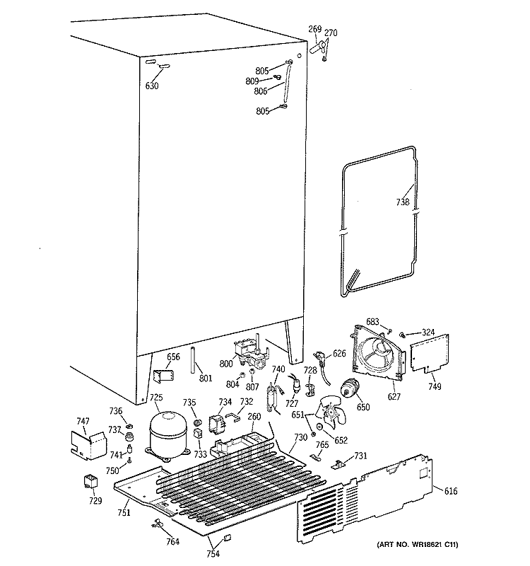 UNIT PARTS Diagram and Parts List for MSK22GRBBAD  General Electric Refrigerator