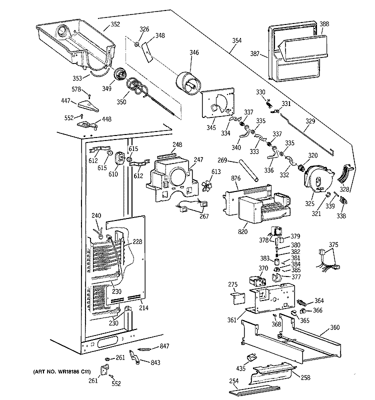 FREEZER SECTION Diagram and Parts List for MSK30DHBBAA  General Electric Refrigerator