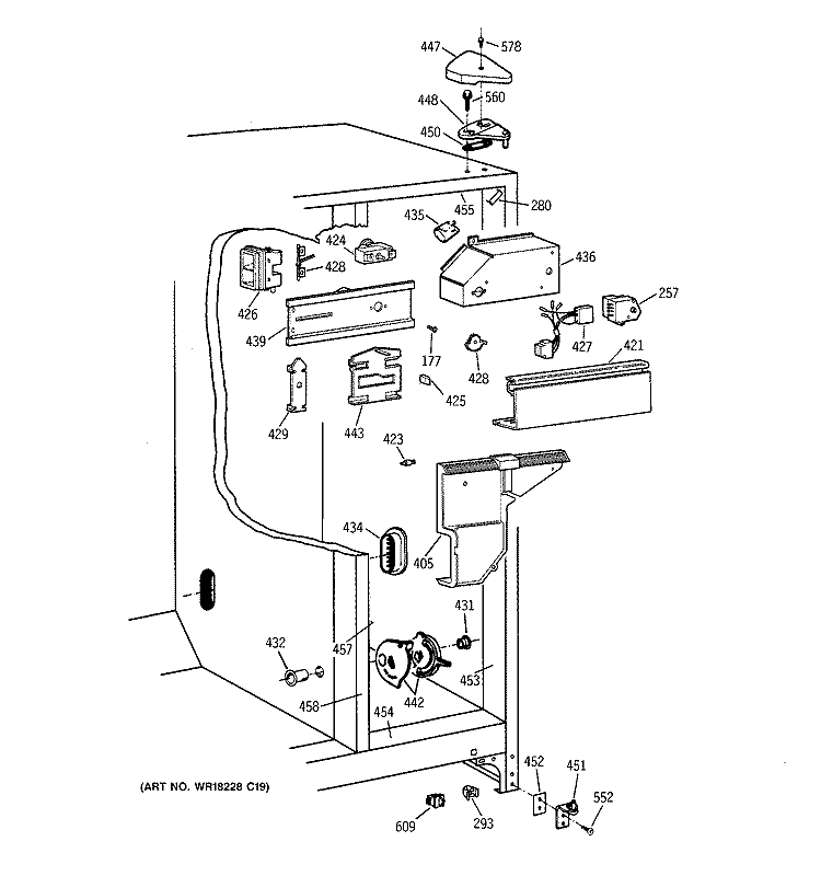 FRESH FOOD SECTION Diagram and Parts List for TFX20JABCAA  General Electric Refrigerator