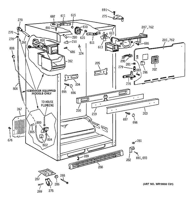 CABINET Diagram and Parts List for TBX18CIBQRWW  General Electric Refrigerator