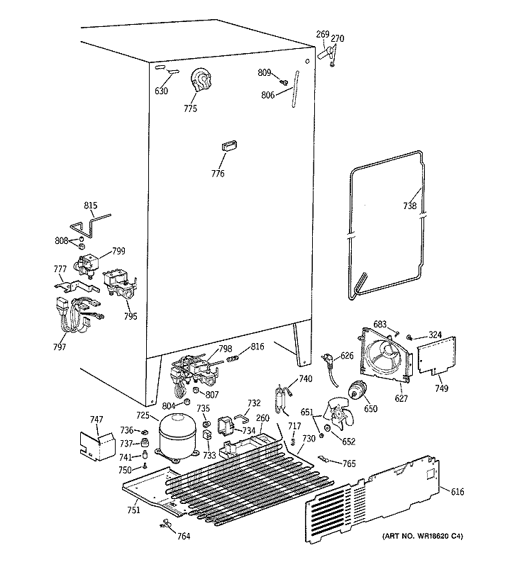 UNIT PARTS Diagram and Parts List for TFX22PPBCBB  General Electric Refrigerator