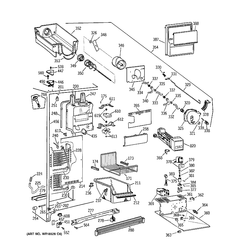 FREEZER SECTION Diagram and Parts List for TFX22PRBCWW  General Electric Refrigerator