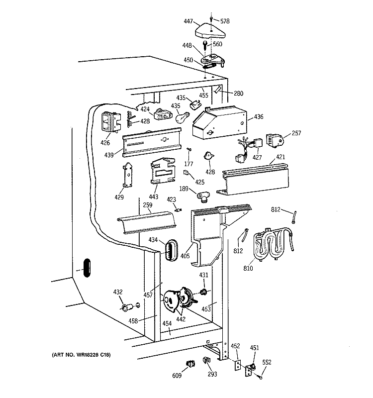 FRESH FOOD SECTION Diagram and Parts List for TFX22PRBCWW  General Electric Refrigerator
