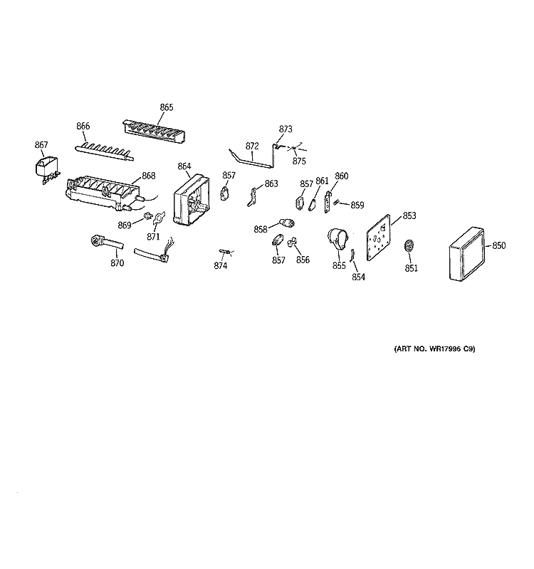 ICEMAKER WR30X0327 Diagram and Parts List for TFX22PRBCWW  General Electric Refrigerator