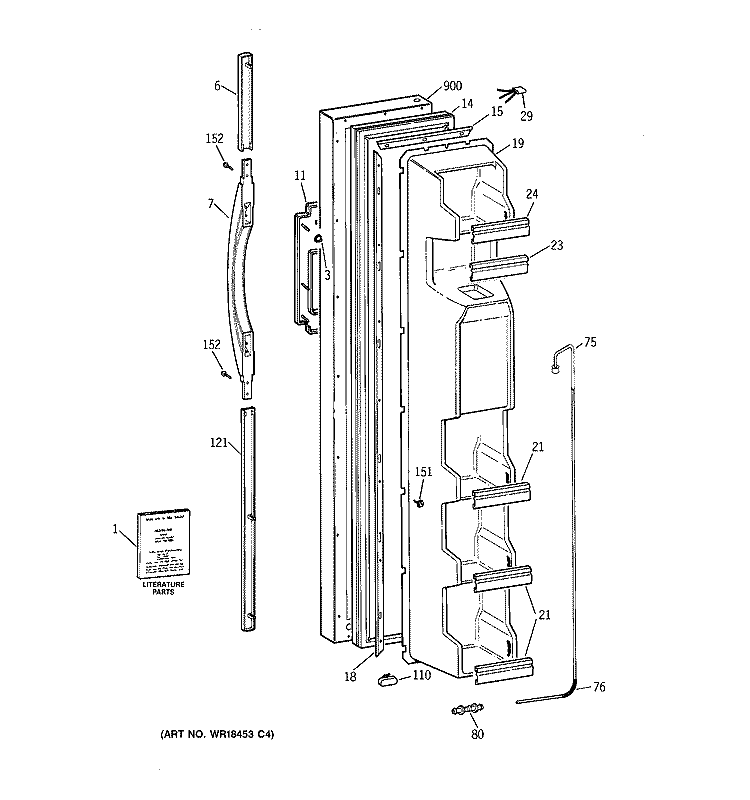 FREEZER DOOR Diagram and Parts List for TFX22VRBCAA  General Electric Refrigerator