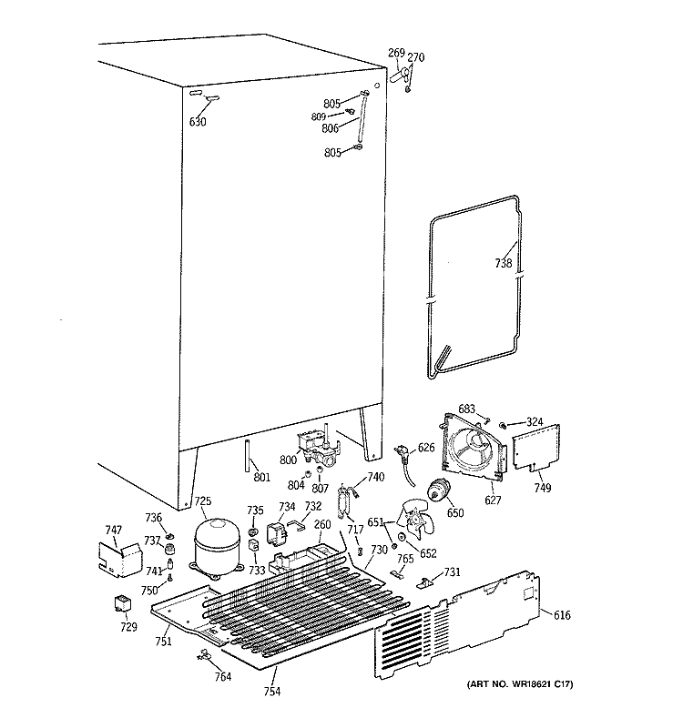 UNIT PARTS Diagram and Parts List for MSZ20BWBCWW  General Electric Refrigerator