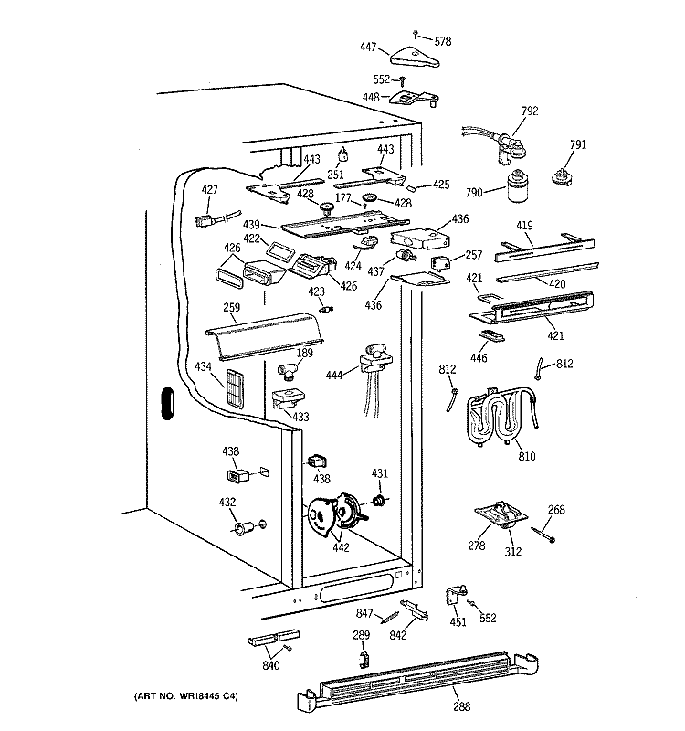 FRESH FOOD SECTION Diagram and Parts List for TPX24BPBBWW  General Electric Refrigerator