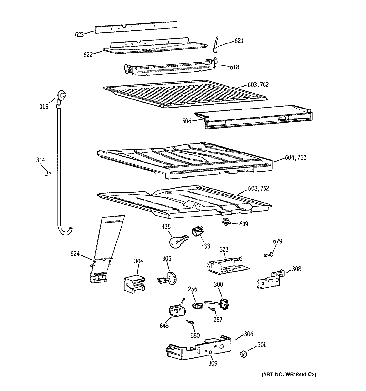 COMPARTMENT SEPARATOR PARTS Diagram and Parts List for TBX22MACBRWW  General Electric Refrigerator