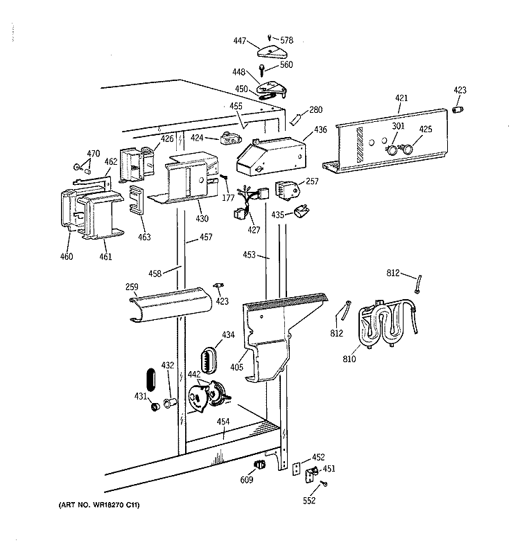 FRESH FOOD SECTION Diagram and Parts List for TFG22PRBCWW  General Electric Refrigerator