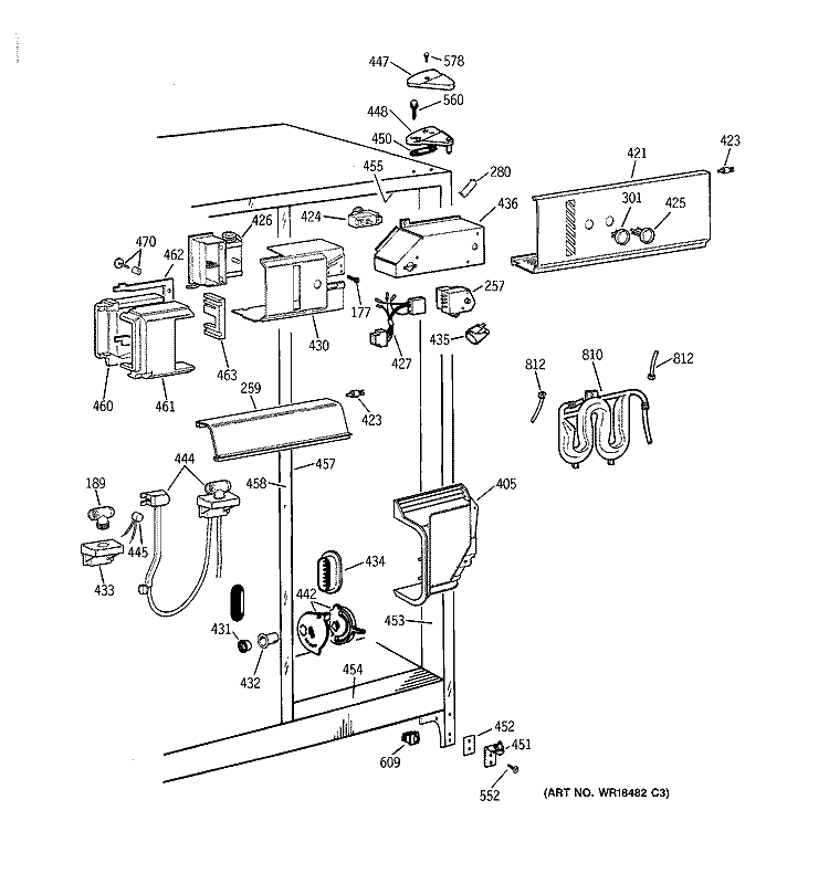 FRESH FOOD SECTION Diagram and Parts List for TFJ22PRBCAA  General Electric Refrigerator