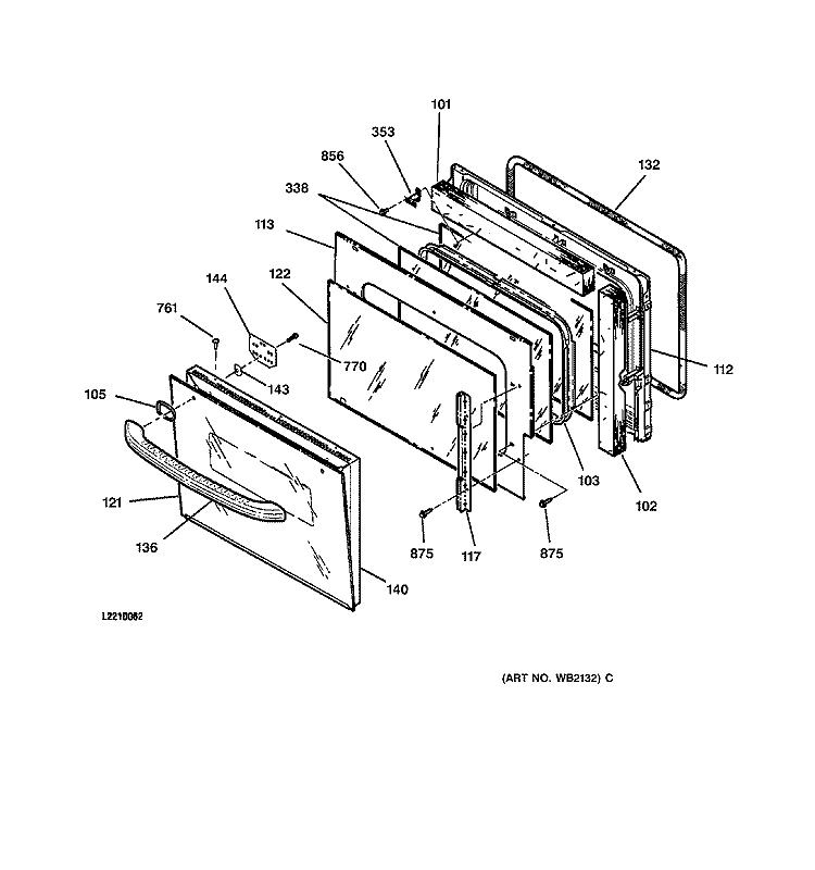 OVEN DOOR Diagram and Parts List for JMP31WA1WW  General Electric Range