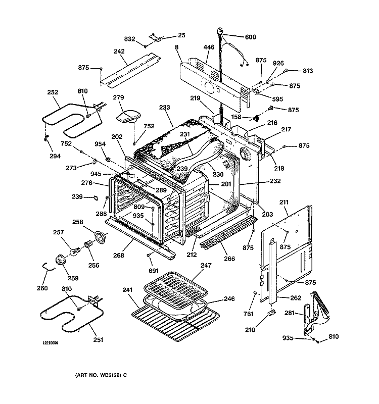 BODY PARTS Diagram and Parts List for JMS08BA1AD  General Electric Range