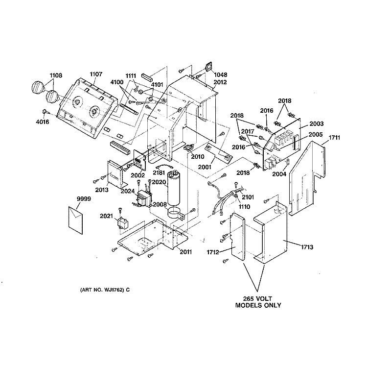 Section Diagram and Parts List for AZ22E09D2CM1  General Electric Air Conditioner