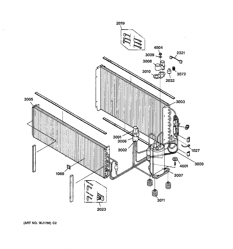 Section Diagram and Parts List for AZ32H09E3DM1  General Electric Air Conditioner