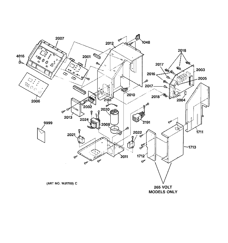 Section Diagram and Parts List for AZ52H12EABM1  General Electric Air Conditioner