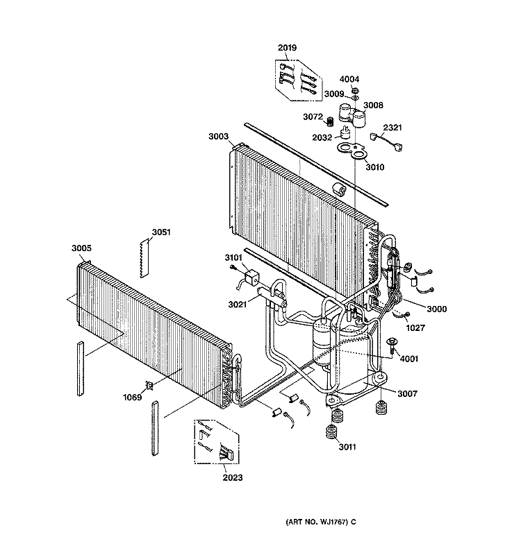 Section Diagram and Parts List for AZ32H15D5BM1  General Electric Air Conditioner