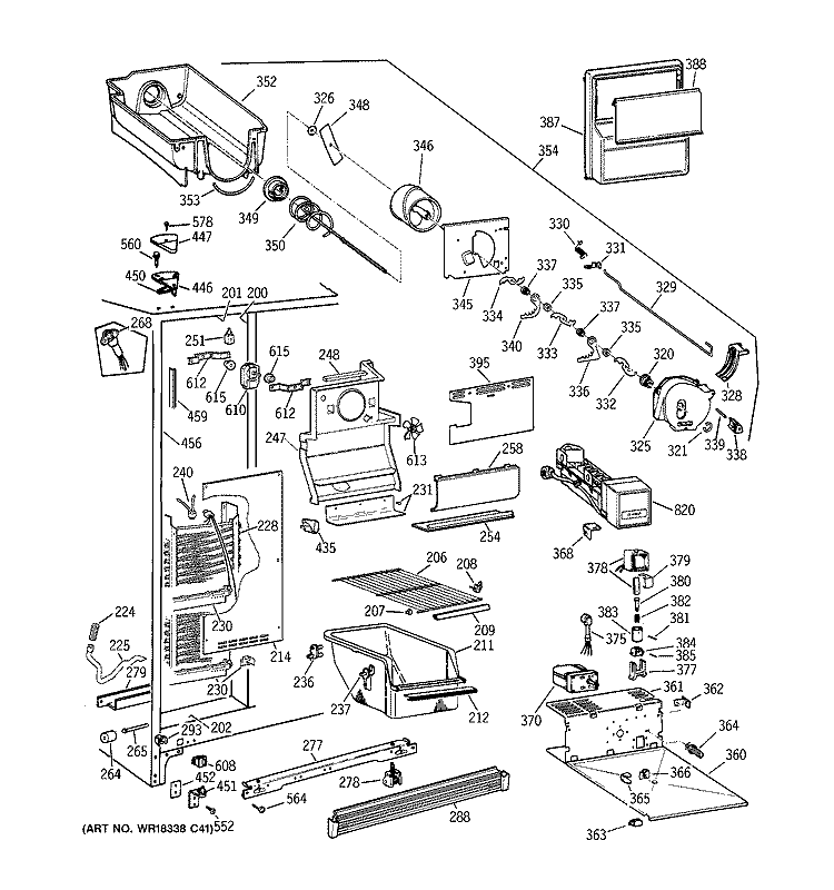 FREEZER SECTION Diagram and Parts List for MSK22GRBCAD  General Electric Refrigerator