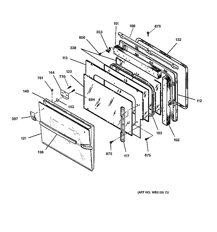 DOOR Diagram and Parts List for JMP28BA1WH  General Electric Range
