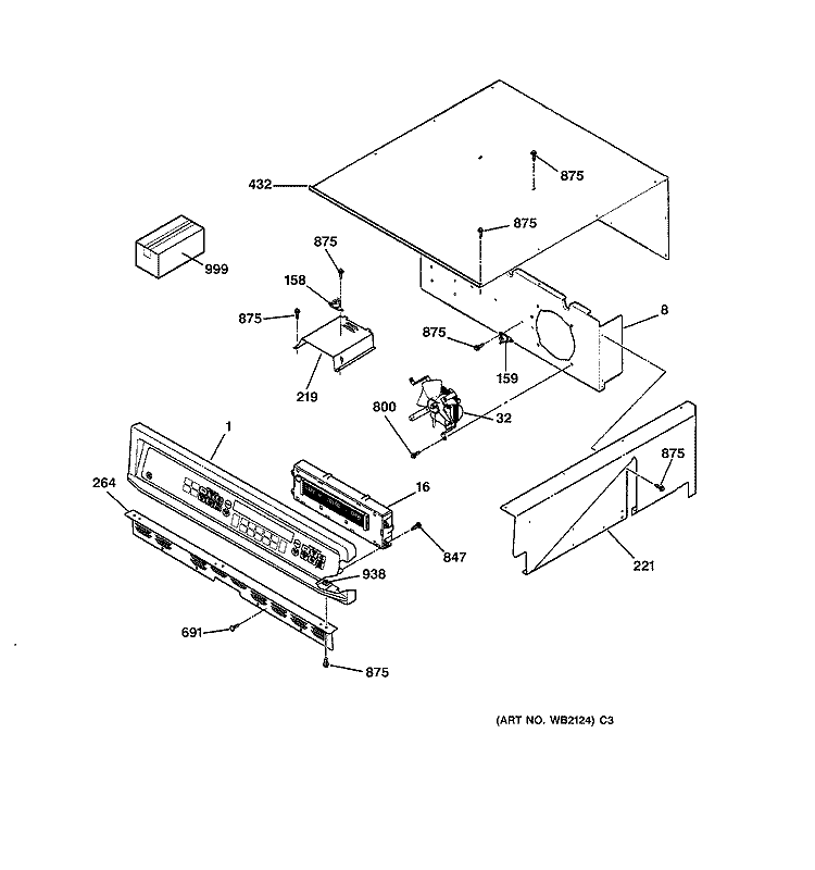 CONTROL PANEL Diagram and Parts List for JK950BA1BB  General Electric Wall Oven