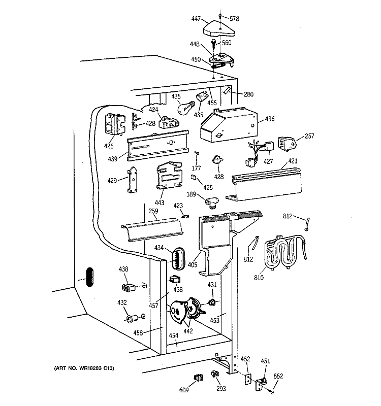 FRESH FOOD SECTION Diagram and Parts List for TFT25PRBCWW  General Electric Refrigerator
