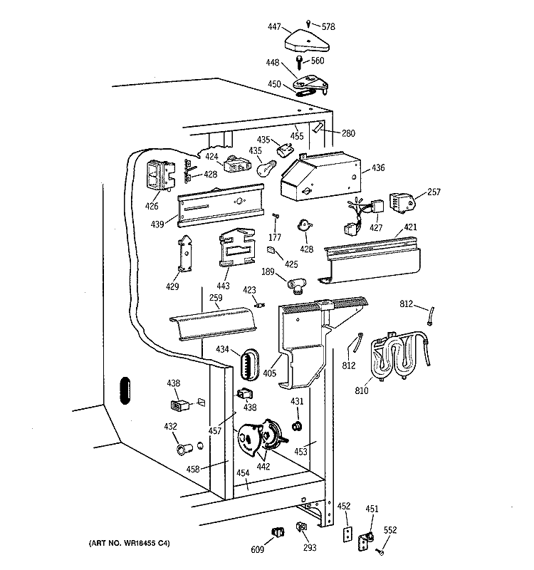 FRESH FOOD SECTION Diagram and Parts List for TFX25CRBCWW  General Electric Refrigerator