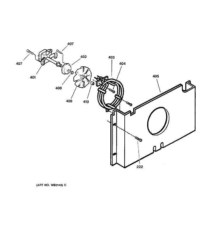 FAN ASSEMBLY Diagram and Parts List for JB970SB1SS  General Electric Range