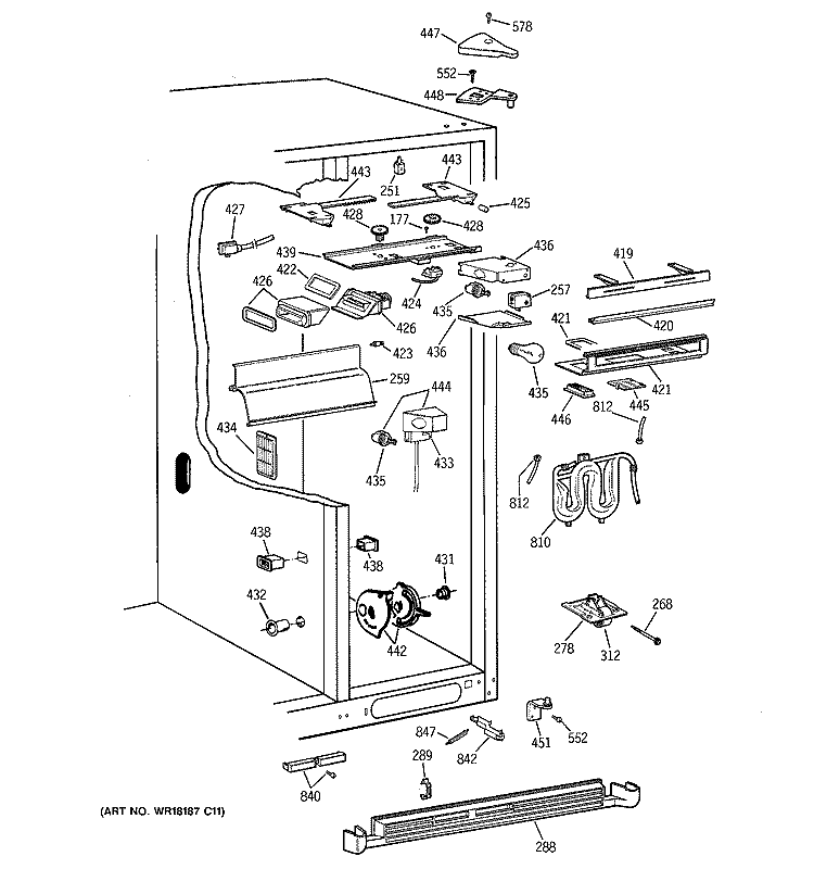 FRESH FOOD SECTION Diagram and Parts List for TFK30PRBCAA  General Electric Refrigerator