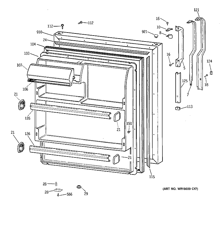 FRESH FOOD DOOR Diagram and Parts List for CTX18BABRRWW  Hotpoint Refrigerator